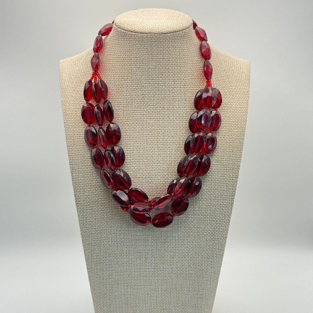 Red‎ Beaded Necklace Statement Chunky Bead Costume Jewelry